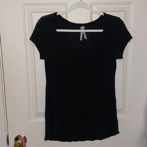 Black Flowy Short Sleeve Shirt